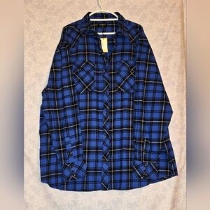 ✨️ Gioberti Men's Snap Fannel ~ 3XL/ Blue-Black